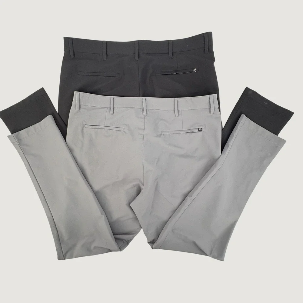 Banana Republic Performance Chinos Mens 38x34 Black Grey 2 Pack Zip Pockets